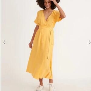 Marine Layer Yellow Wrap Midi Dress